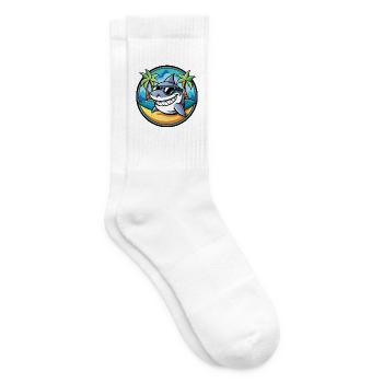 Hai Lustige Cartoon Sommer Strand Sonnenbrille Cool - Tennissocken - Weiß - Rechts