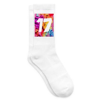 NR. 17 NUMMER 17 BUNT 17. GEBURTSTAG - Tennissocken - Weiß - Rechts