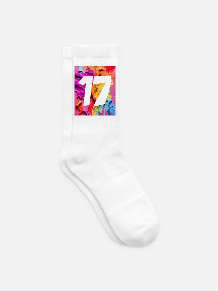 NR. 17 NUMMER 17 BUNT 17. GEBURTSTAG - Tennissocken - Weiß