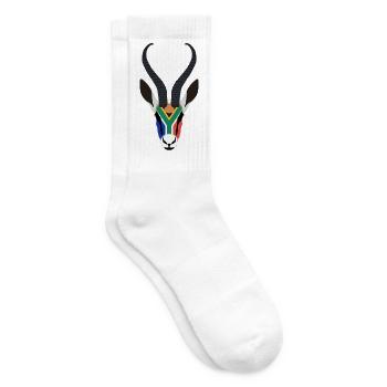 SPRINGBOK HEAD IN SOUTH AFRICAN COLOURS - Tennis socks - white - Right
