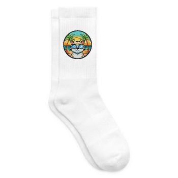 Katze Lustige Cartoon Sommer Strand Sonnenbrille Aufkleber - Tennissocken - Weiß - Rechts