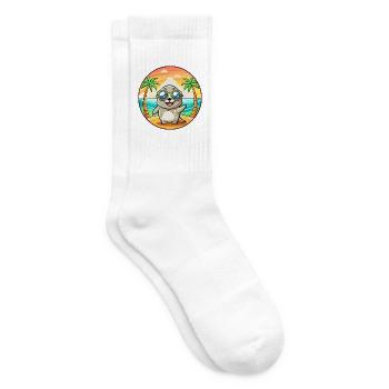 Seal Lustige Cartoon Sommer Strand Sonnenbrille - Tennissocken - Weiß - Rechts