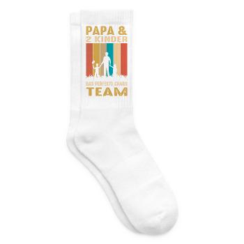 Papa 2 Kinder Chaos Team Geschenk Vater Spruch - Tennissocken - Weiß - Rechts