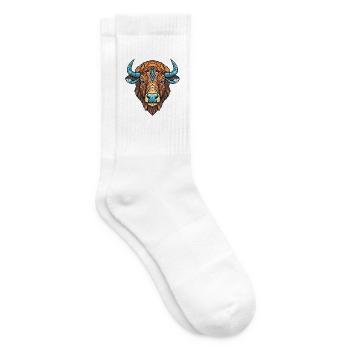 Büffel Bunte Aquarell Tier Illustration - Tennissocken - Weiß - Rechts