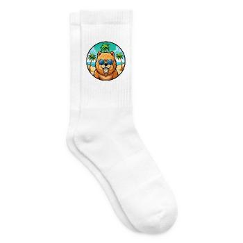 Chow Chow Chien Race Dessin Animé Lunettes De Soleil Plage - Chaussettes de tennis - blanc - Droite