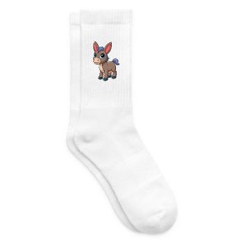Donkey Cute Mascot Cartoon Character Kawaii - Tennis socks - white - Right