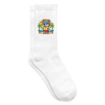 Wolf Lustige Cartoon Sommer Strand Sonnenbrille - Tennissocken - Weiß - Rechts