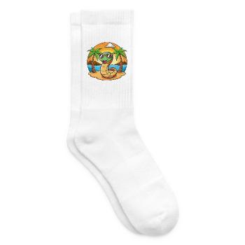 Schlange Lustige Cartoon Sommer Strand Sonnenbrille - Tennissocken - Weiß - Rechts
