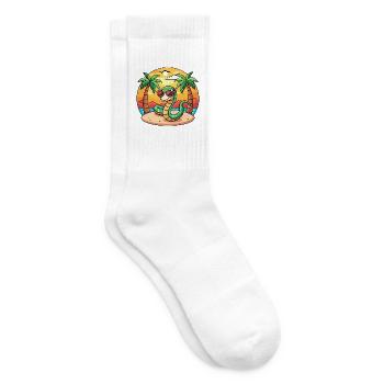 Schlange Lustige Cartoon Sommer Strand Sonnenbrille - Tennissocken - Weiß - Rechts