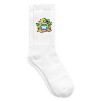 Katze Lustige Cartoon Sommer Strand Sonnenbrille - Tennissocken - Weiß - Rechts
