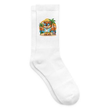 Biber Lustige Cartoon Sommer Strand Sonnenbrille - Tennissocken - Weiß - Rechts