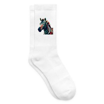 Zebra Cartoon Character Colorful Pet Animal - Tennis socks - white - Right