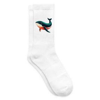 Whale Cartoon Character Colorful Pet Animal - Tennis socks - white - Right