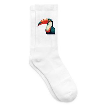 Toucan Cartoon Character Colorful Pet Animal - Tennis socks - white - Right