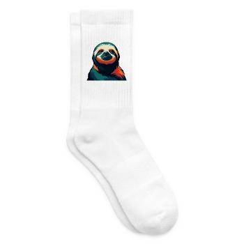 Sloth Cartoon Character Colorful Pet Animal - Tennis socks - white - Right