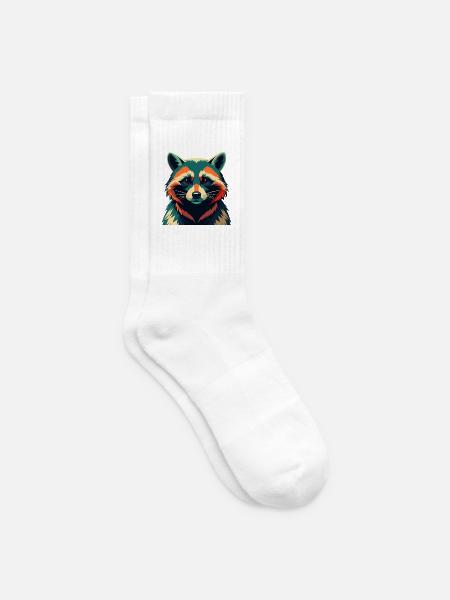 Waschbär Cartoon Figur Buntes Haustier Tier - Tennissocken - Weiß