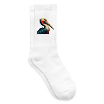 Pelikan Cartoon Figur Buntes Haustier Tier - Tennissocken - Weiß - Rechts