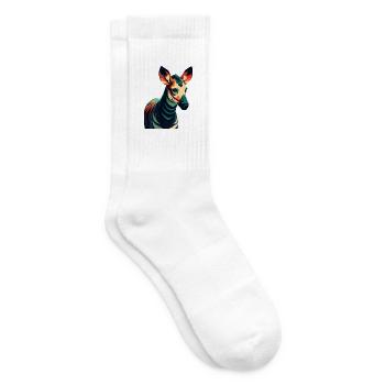 Okapi Personnage De Dessin Animé Animal De Compagnie Coloré - Chaussettes de tennis - blanc - Droite