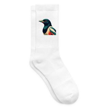 Elster Cartoon Figur Buntes Haustier Tier - Tennissocken - Weiß - Rechts