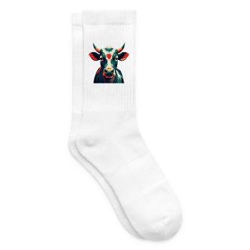 Kuh Cartoon Figur Buntes Haustier Tier - Tennissocken - Weiß - Rechts