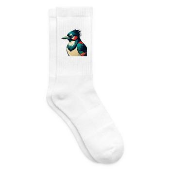 Blauhäher Zeichentrickfigur Buntes Haustier Tier - Tennissocken - Weiß - Rechts