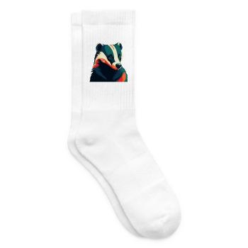 Dachs Zeichentrickfigur Buntes Haustier Tier - Tennissocken - Weiß - Rechts