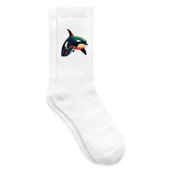Orca Cartoon-Figur Buntes Haustier - Tennissocken - Weiß - Rechts