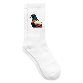 Pigeon Cartoon Character Colorful Pet Animal - Tennis socks - white - Right