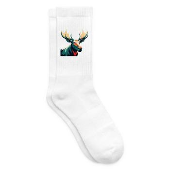 Moose Cartoon Character Colorful Pet Animal - Tennis socks - white - Right