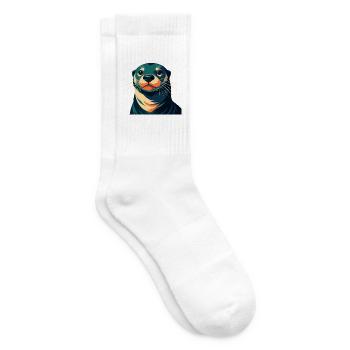 Otter Cartoon Character Colorful Pet Animal - Tennis socks - white - Right