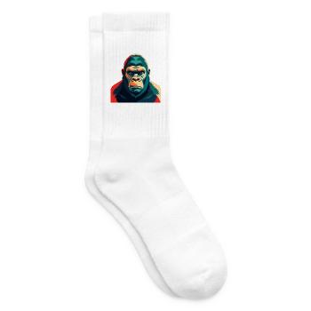 Gorille dessin animé personnage animal de compagnie coloré - Chaussettes de tennis - blanc - Droite