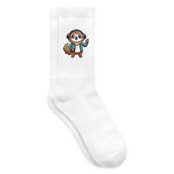 Faultier Lustige Zeichentrickfigur Kopfhörer Musik - Tennissocken - Weiß - Rechts