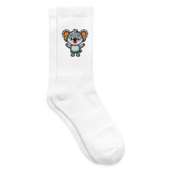 Koala Lustige Zeichentrickfigur Kopfhörer Musik - Tennissocken - Weiß - Rechts