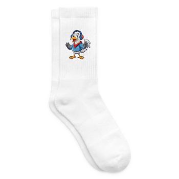 Albatross Lustige Zeichentrickfigur Kopfhörer Musik - Tennissocken - Weiß - Rechts