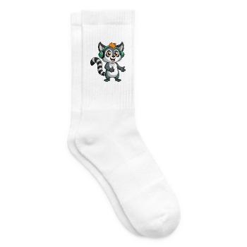 Lemur Lustige Zeichentrickfigur Kopfhörer Musik - Tennissocken - Weiß - Rechts