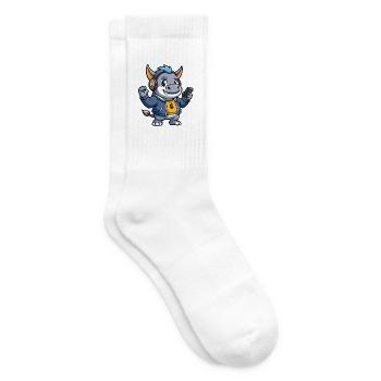 Rhino Lustige Zeichentrickfigur Kopfhörer Musik - Tennissocken - Weiß - Rechts