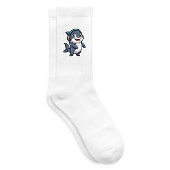 Orca Funny Cartoon Character Musique de casque - Chaussettes de tennis - blanc - Droite