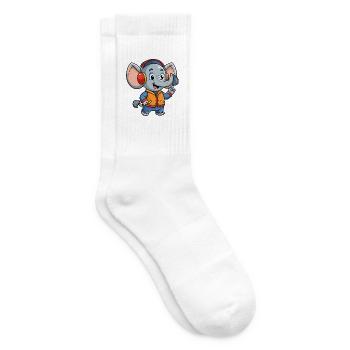 Éléphant Drôle Dessin Animé Personnage Casque Musique - Chaussettes de tennis - blanc - Droite