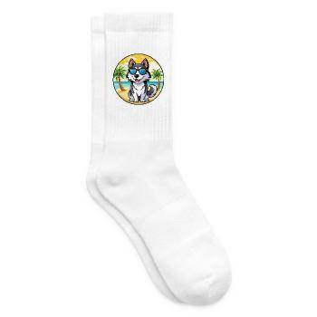Siberian Husky Hunderasse Cartoon Sonnenbrille Strand - Tennissocken - Weiß - Rechts