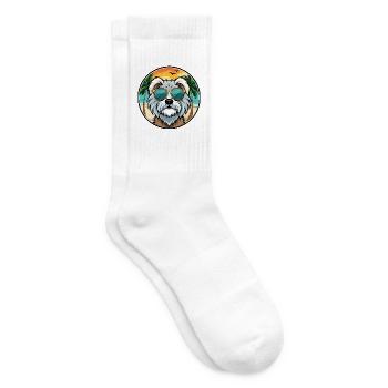 Tibet Terrier Hund Rasse Cartoon Sonnenbrille Strand - Tennissocken - Weiß - Rechts
