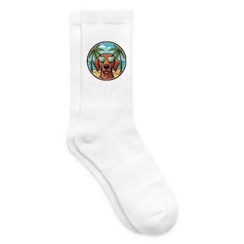 Drahthaar Vizsla Hund Rasse Cartoon Sonnenbrille Strand - Tennissocken - Weiß - Rechts