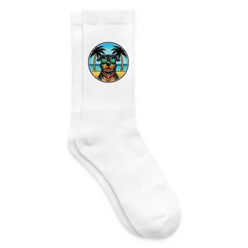Rottweiler Chien Race Dessin Animé Lunettes De Soleil Plage - Chaussettes de tennis - blanc - Droite