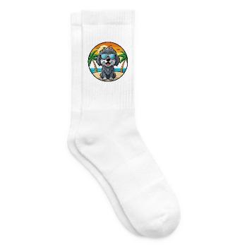 Portugiesische Wasserhundrasse Cartoon Sonnenbrille Strand - Tennissocken - Weiß - Rechts