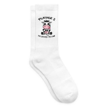 Second child player 2 baby cow pregnant gift - Tennis socks - white - Right
