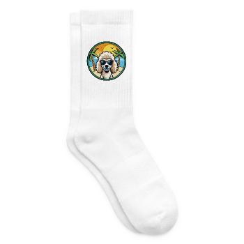 Miniaturpudel Hunderasse Cartoon Sonnenbrille Strand - Tennissocken - Weiß - Rechts