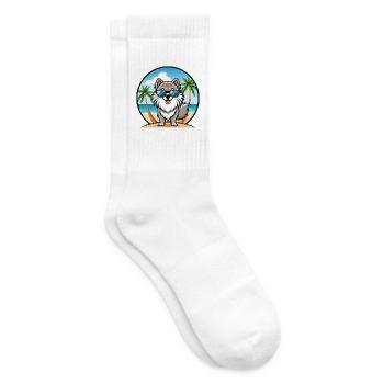 Keeshond Hunderasse Cartoon Sonnenbrille Strand - Tennissocken - Weiß - Rechts