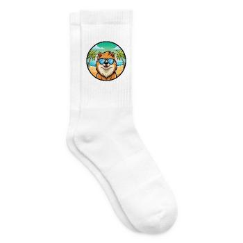 Eurasier Dog Breed Cartoon Sunglasses Beach - Tennis socks - white - Right