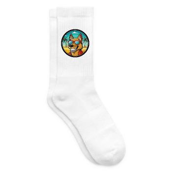 Combai Dog Breed Cartoon Sunglasses Beach - Tennis socks - white - Right