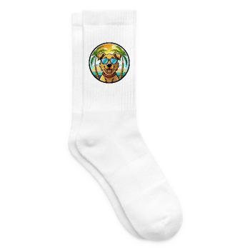 Chesapeake Bay Retriever Dog Breed Cartoon Beach - Tennis socks - white - Right