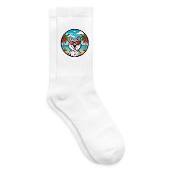 Canadian Eskimo Dog Breed Cartoon Sunglasses Beach - Tennis socks - white - Right